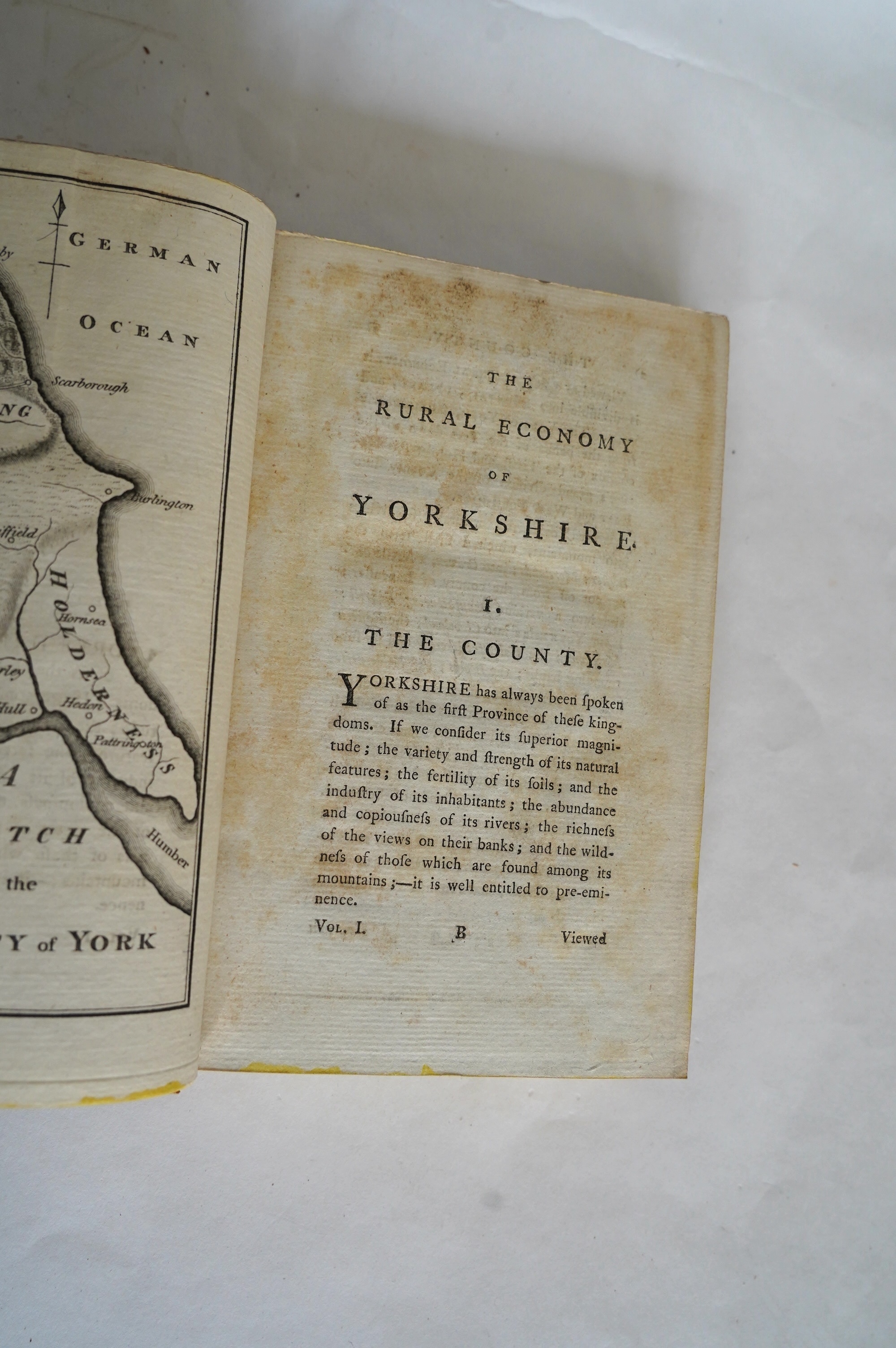 Marshall, William - The Rural Economy of Yorkshire ... 2 vols. 2 folded maps; contemp. tree calf. 1788; Holland, Henry - General View of the Agriculture of Cheshire ... a coloured folded map and 7 other plates (2 folded